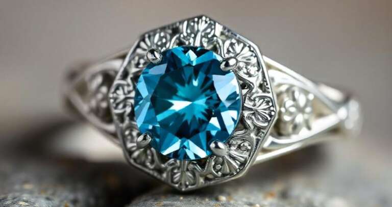 Blue Topaz Diamond Ring