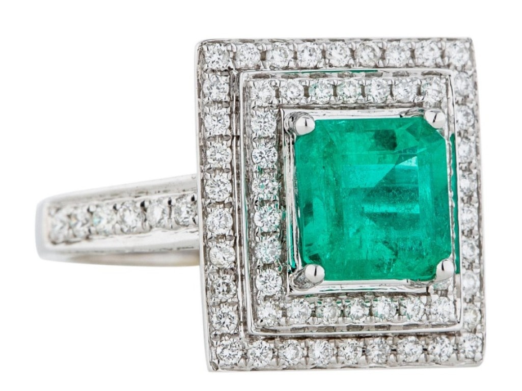 Green Emerald Cut Ring