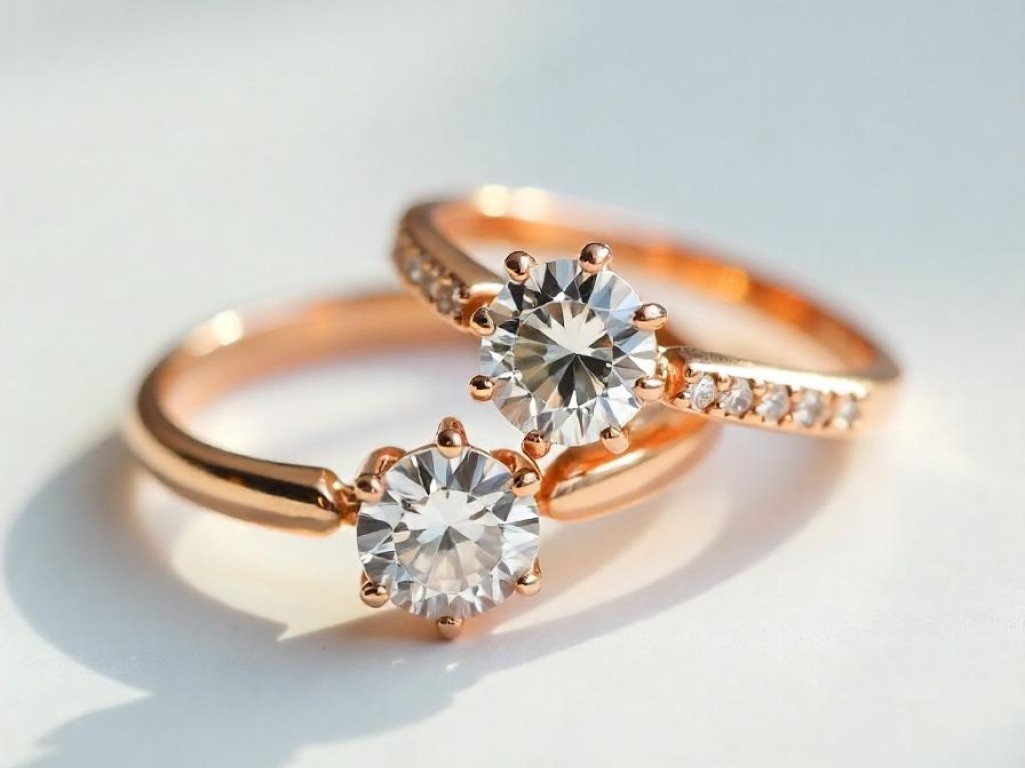 Round Cut Rose Gold Rings