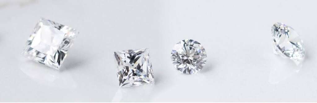 Several round cut and princess cut lab grown diamonds