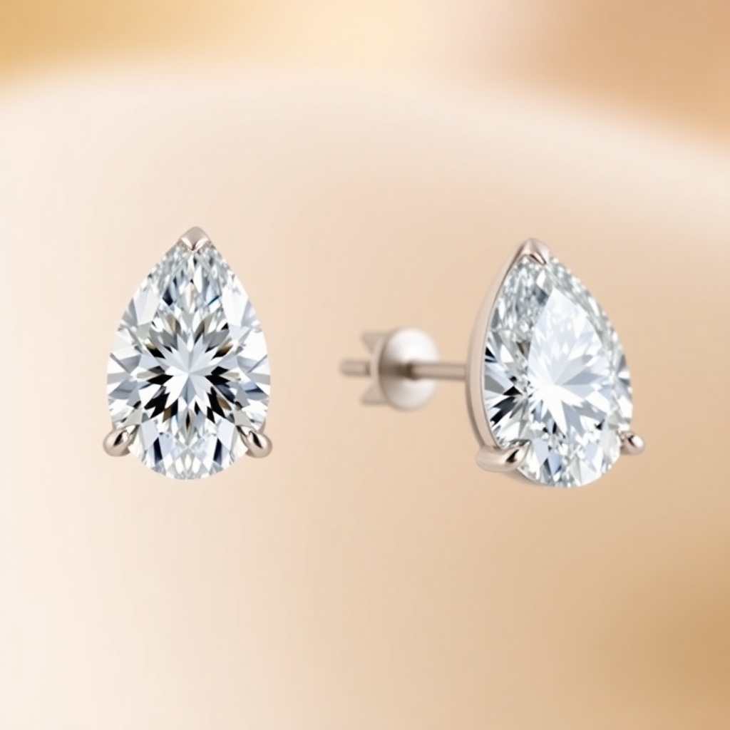 Pear Diamond Stud Earrings