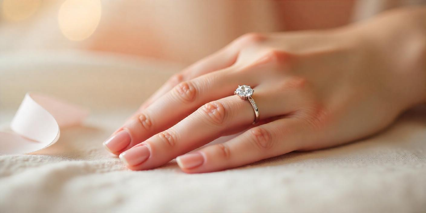 An engagement ring on a woman's hand