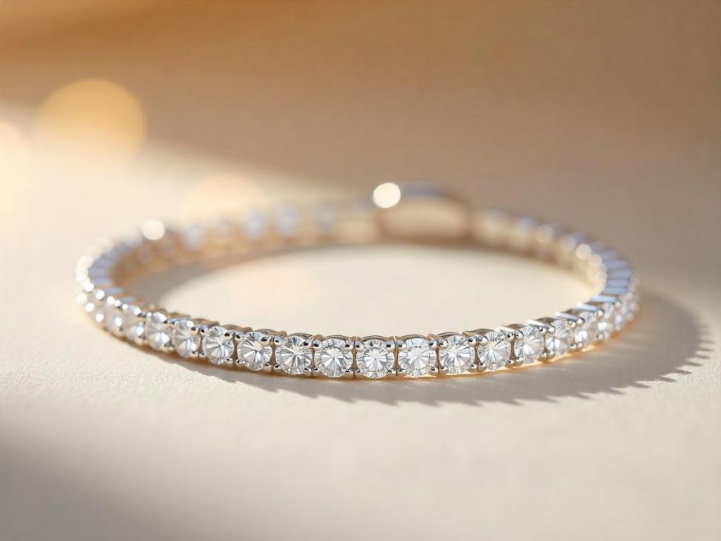 Elegant diamond tennis bracelet with a row of sparkling round-cut diamonds