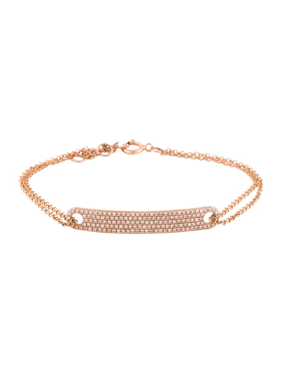 0--14K Rose Gold Diamond Bar Bracelet, 14K Rose Gold Diamond Bar Bracelet