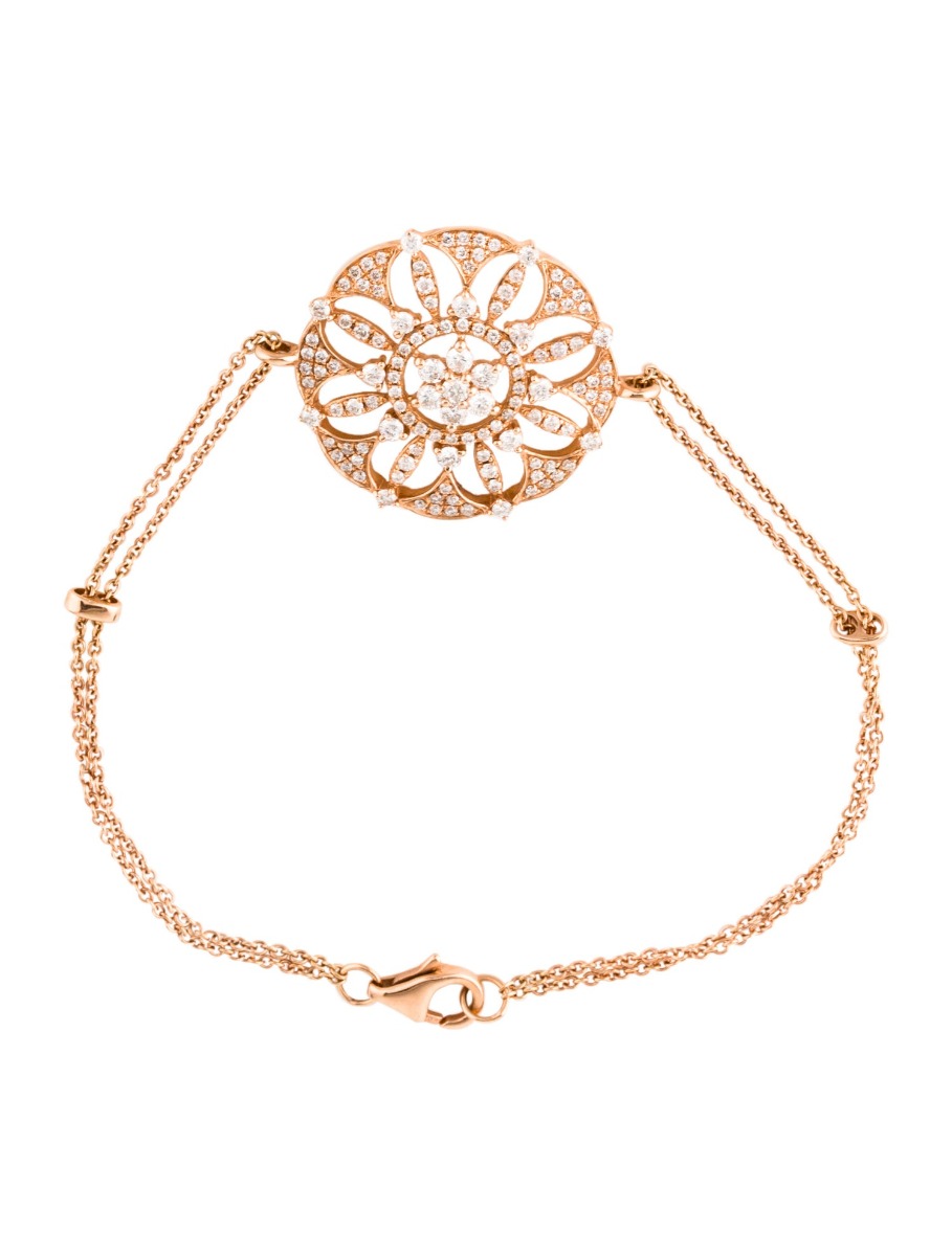 14K Rose Gold Diamond Flower Bracelet