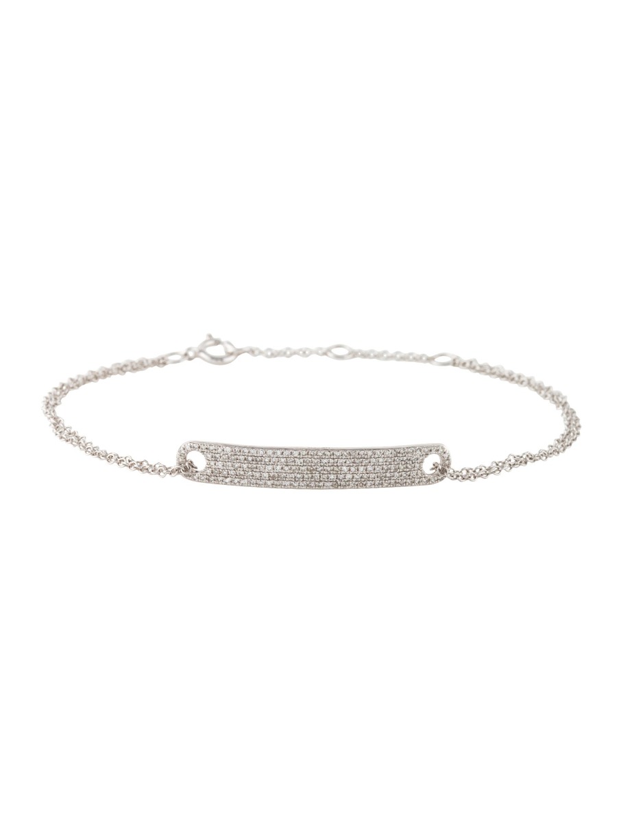 0--14K White Gold Diamond Rolo Chain Bracelet, 14K White Gold Diamond Rolo Chain Bracelet