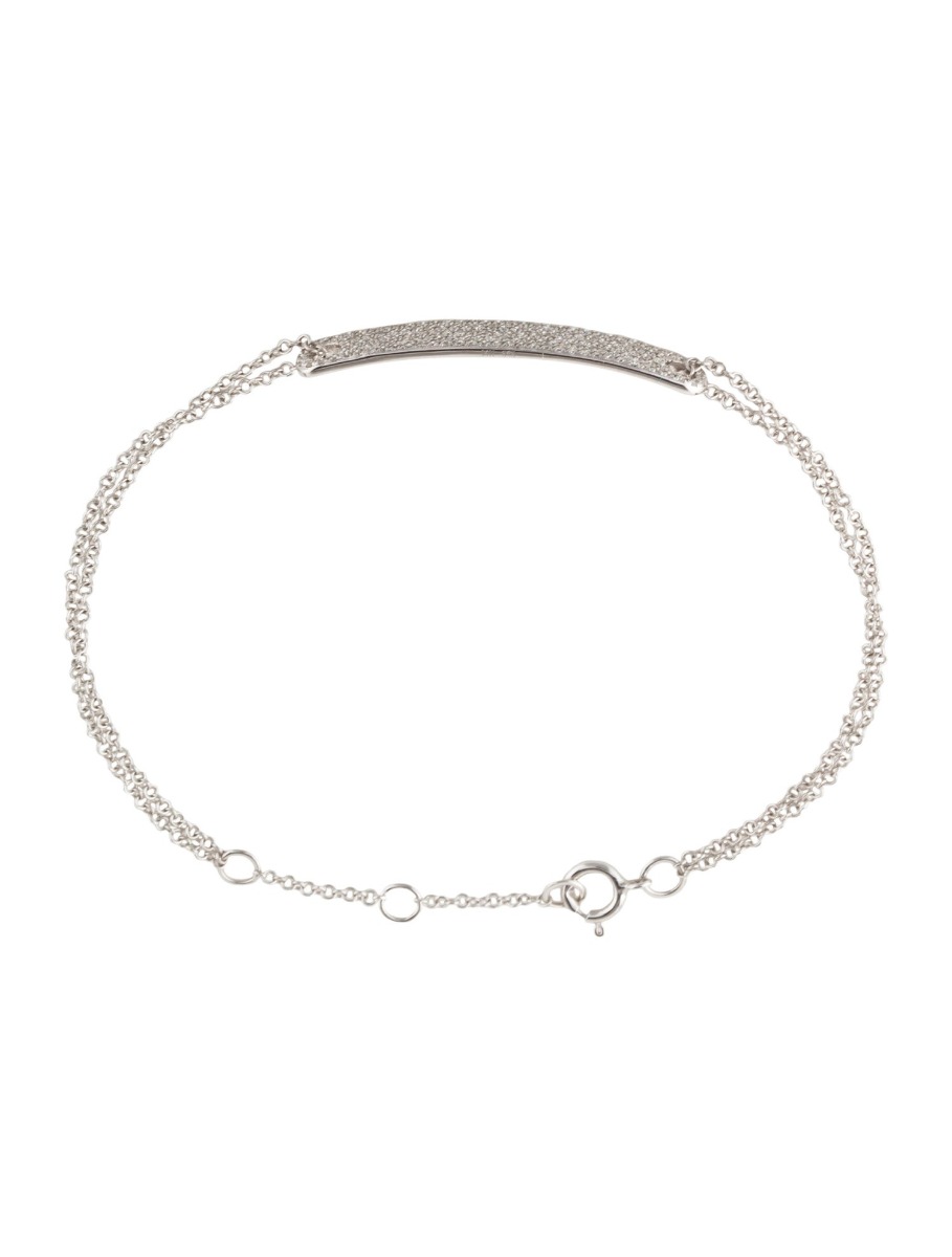 14K White Gold Diamond Rolo Chain Bracelet