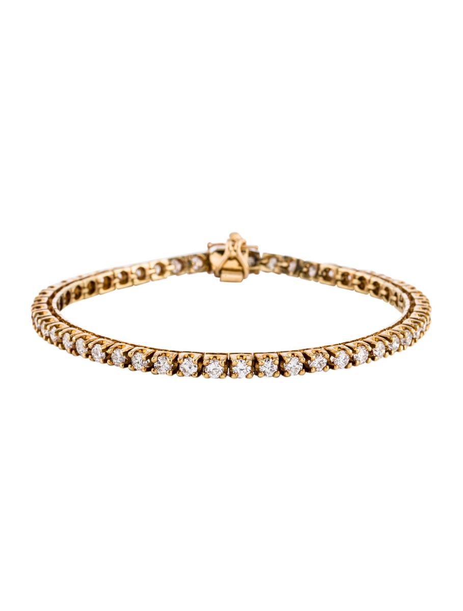 0--14K Yellow Gold 4.08ctw Diamond Tennis Bracelet, 14K Yellow Gold 4.08ctw Diamond Tennis Bracelet