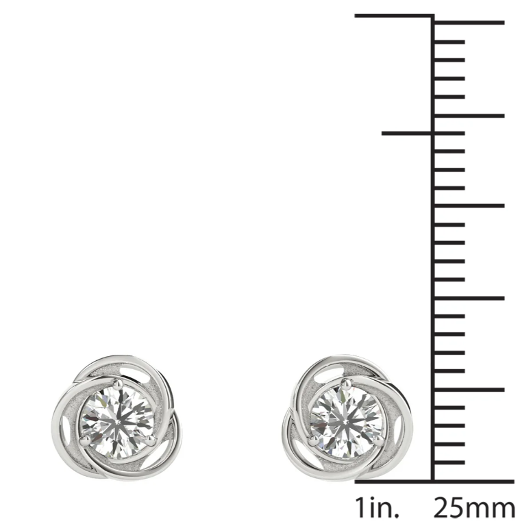 1--1/2 Ct tw Solitaire Natural Diamond Stud Earrings in 14K White Gold, 1/2 Ct tw Solitaire Natural Diamond Stud Earrings in 14K White Gold