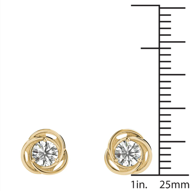 1--1/2 Ctw 14K Yellow Gold Solitaire Natural Diamond Stud Earrings, 1/2 Ctw 14K Yellow Gold Solitaire Natural Diamond Stud Earrings