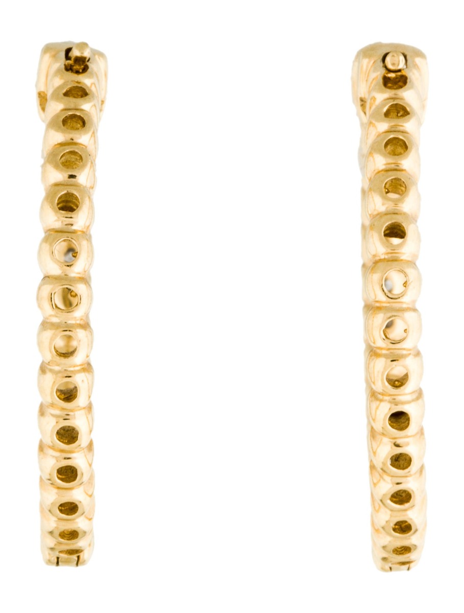 14K Yellow Gold Diamond Hoop Earrings