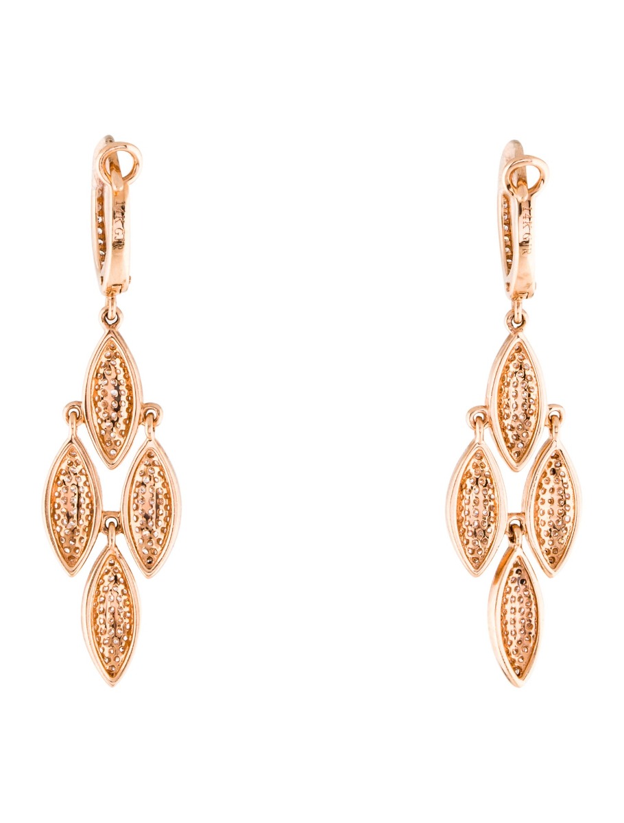 14k Rose Gold Diamond Dangle Earrings