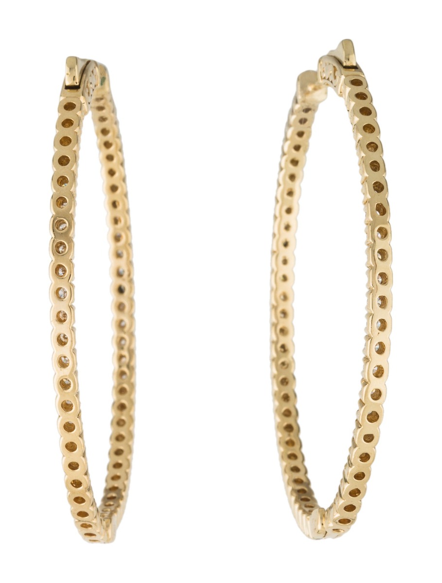 14K Yellow Gold Diamond Inside-Out Hoop Earrings