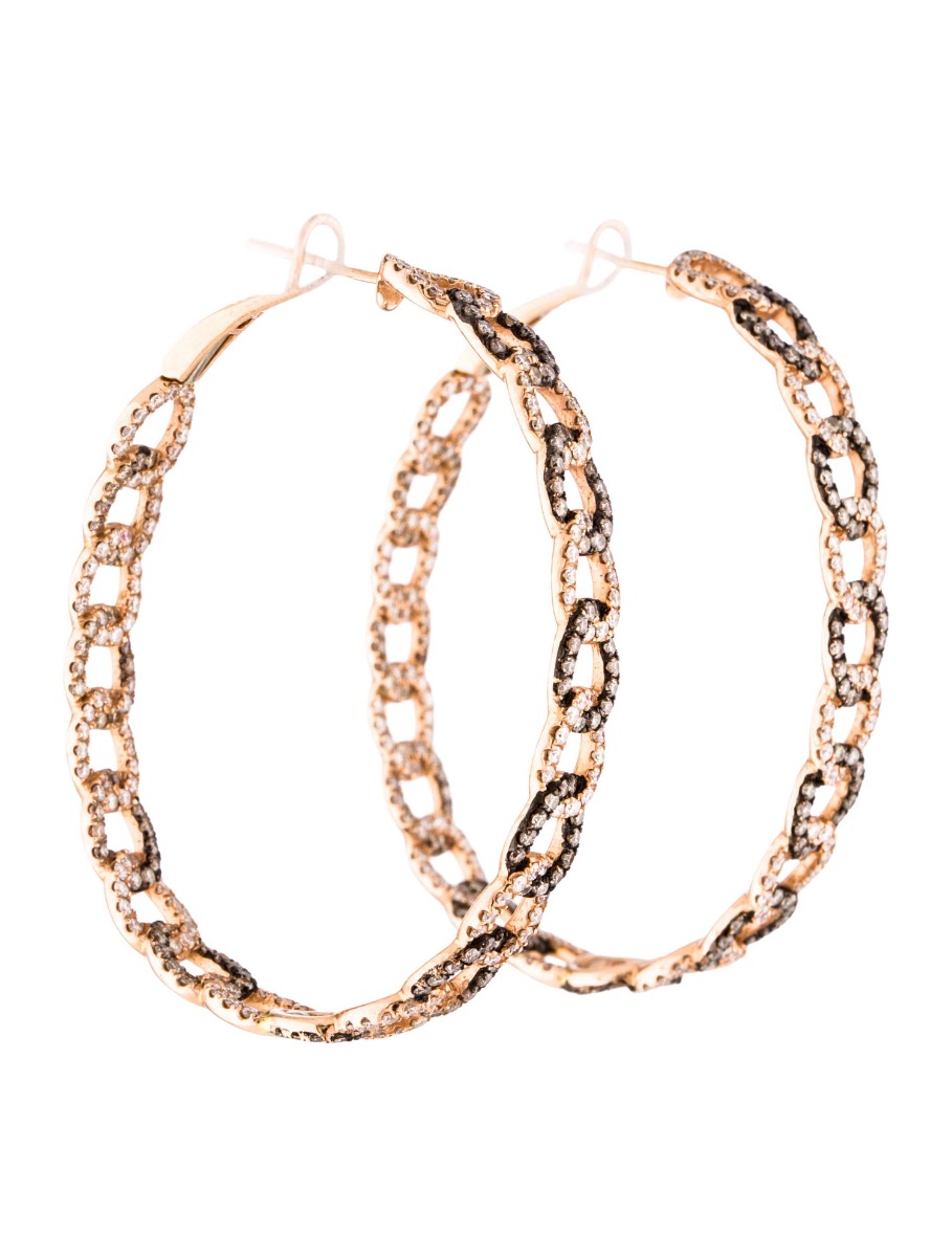 0--18k Gold Diamond Hoop Earrings, 18k Gold Diamond Hoop Earrings