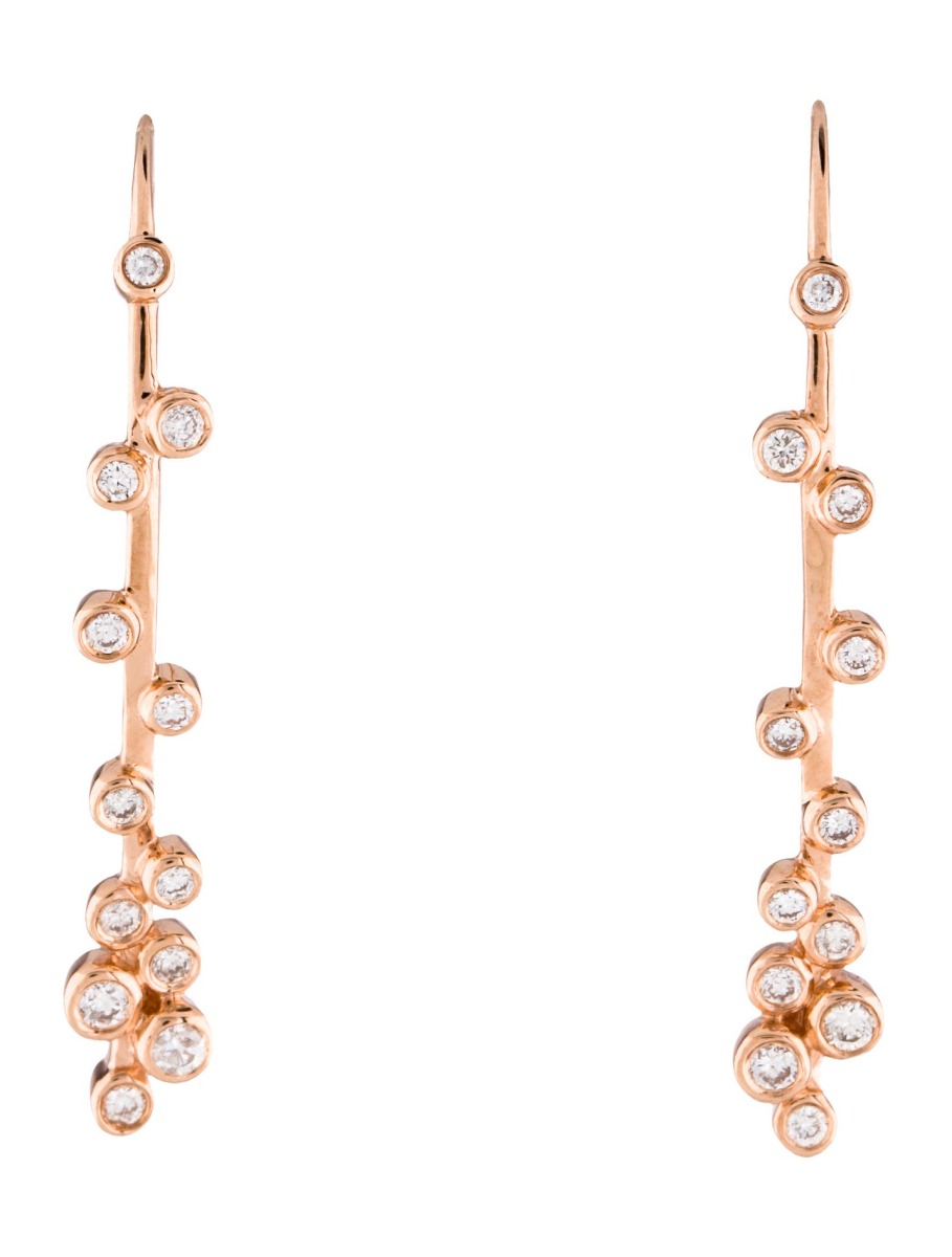 0--14K Rose Gold Diamond Drop Earrings, 14K Rose Gold Diamond Drop Earrings