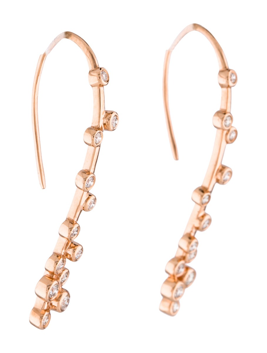 1--14K Rose Gold Diamond Drop Earrings, 14K Rose Gold Diamond Drop Earrings