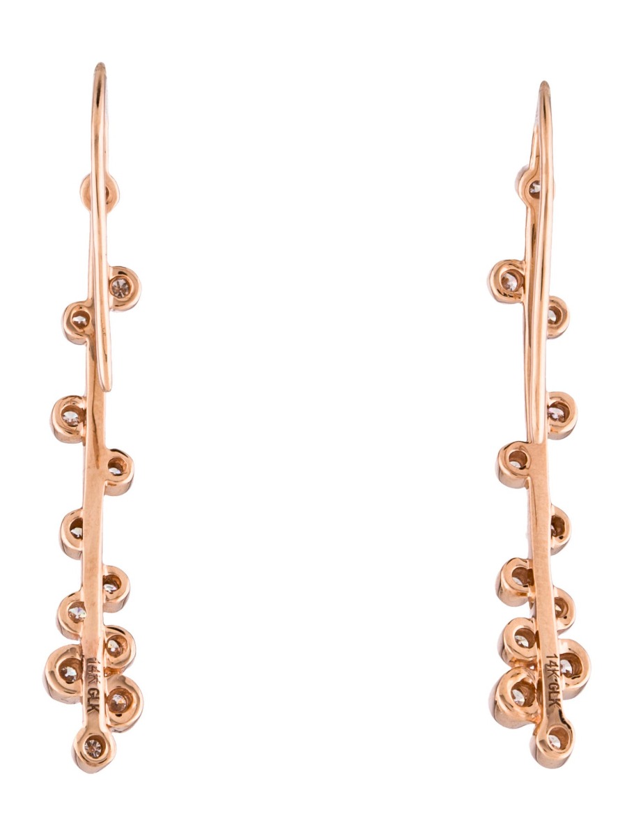 14K Rose Gold Diamond Drop Earrings