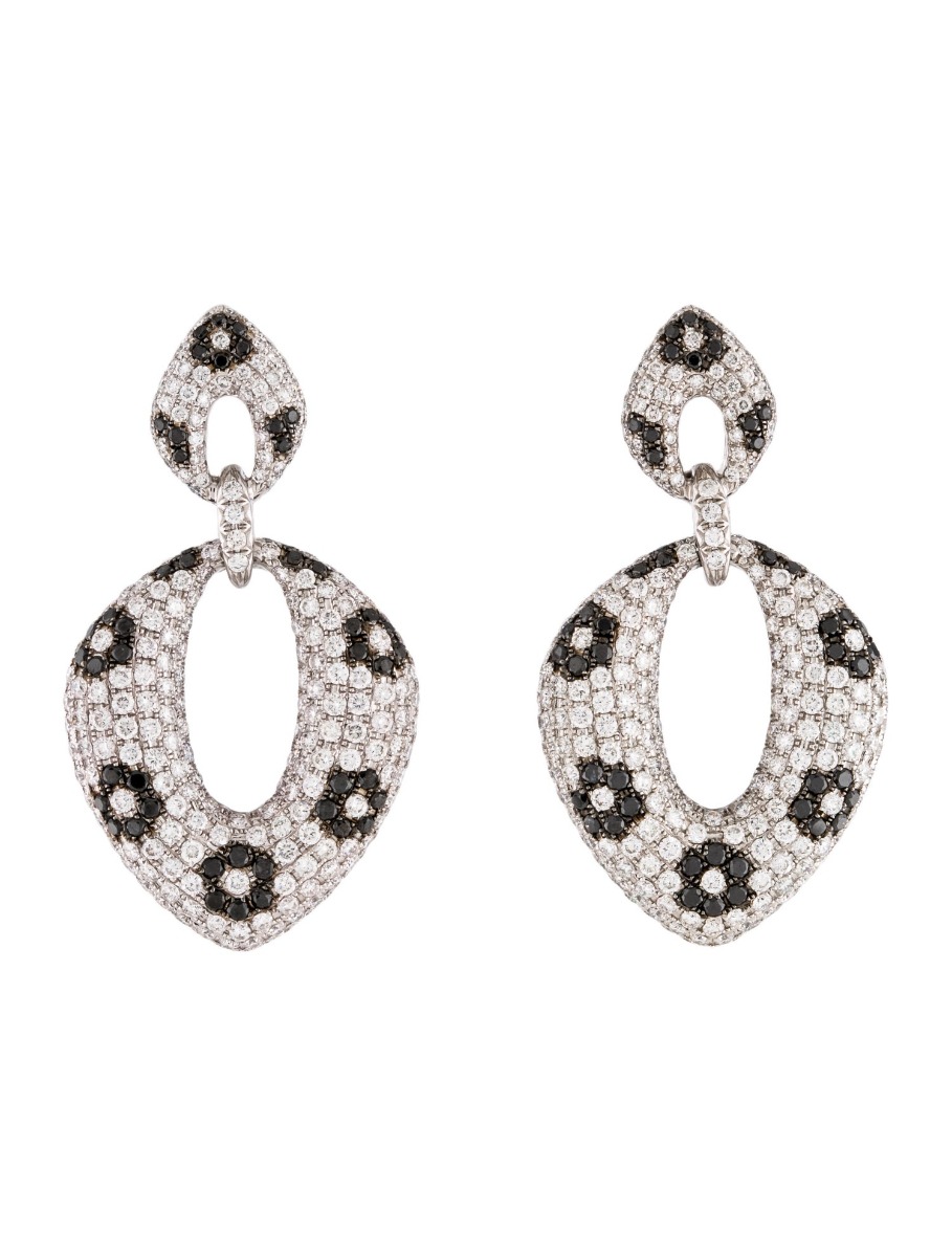 0--18k Diamond Floral Drop Earrings, 18k Diamond Floral Drop Earrings