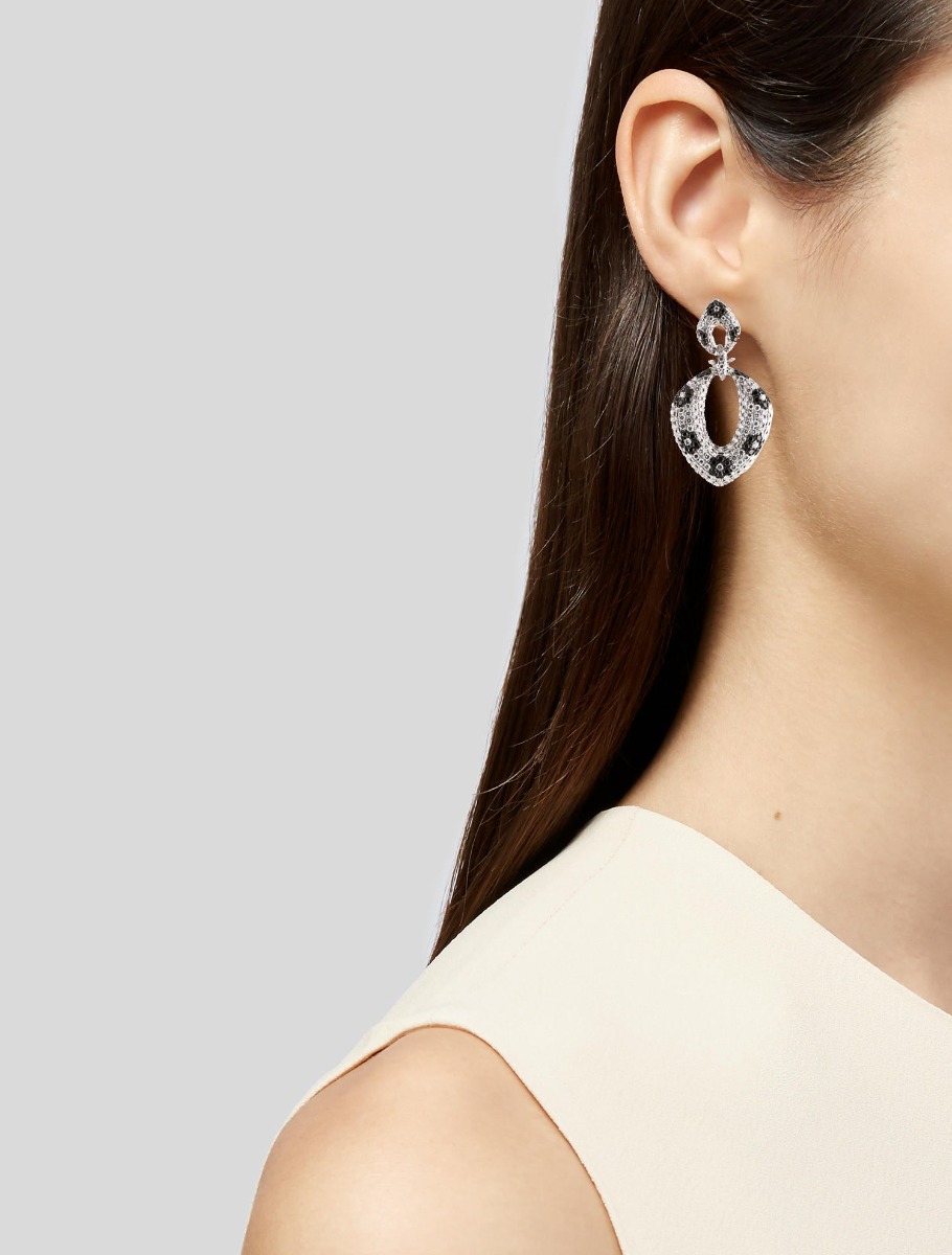 18k Diamond Floral Drop Earrings