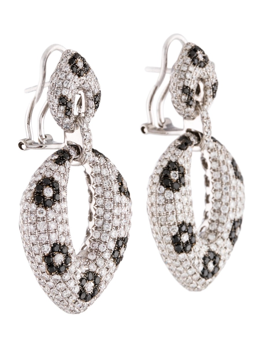 1--18k Diamond Floral Drop Earrings, 18k Diamond Floral Drop Earrings