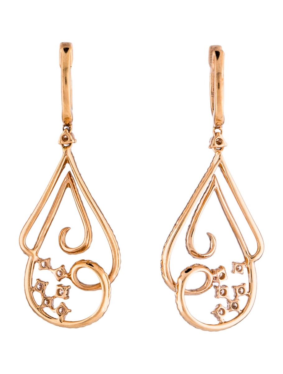 18K Rose Gold Diamond Drop Earrings