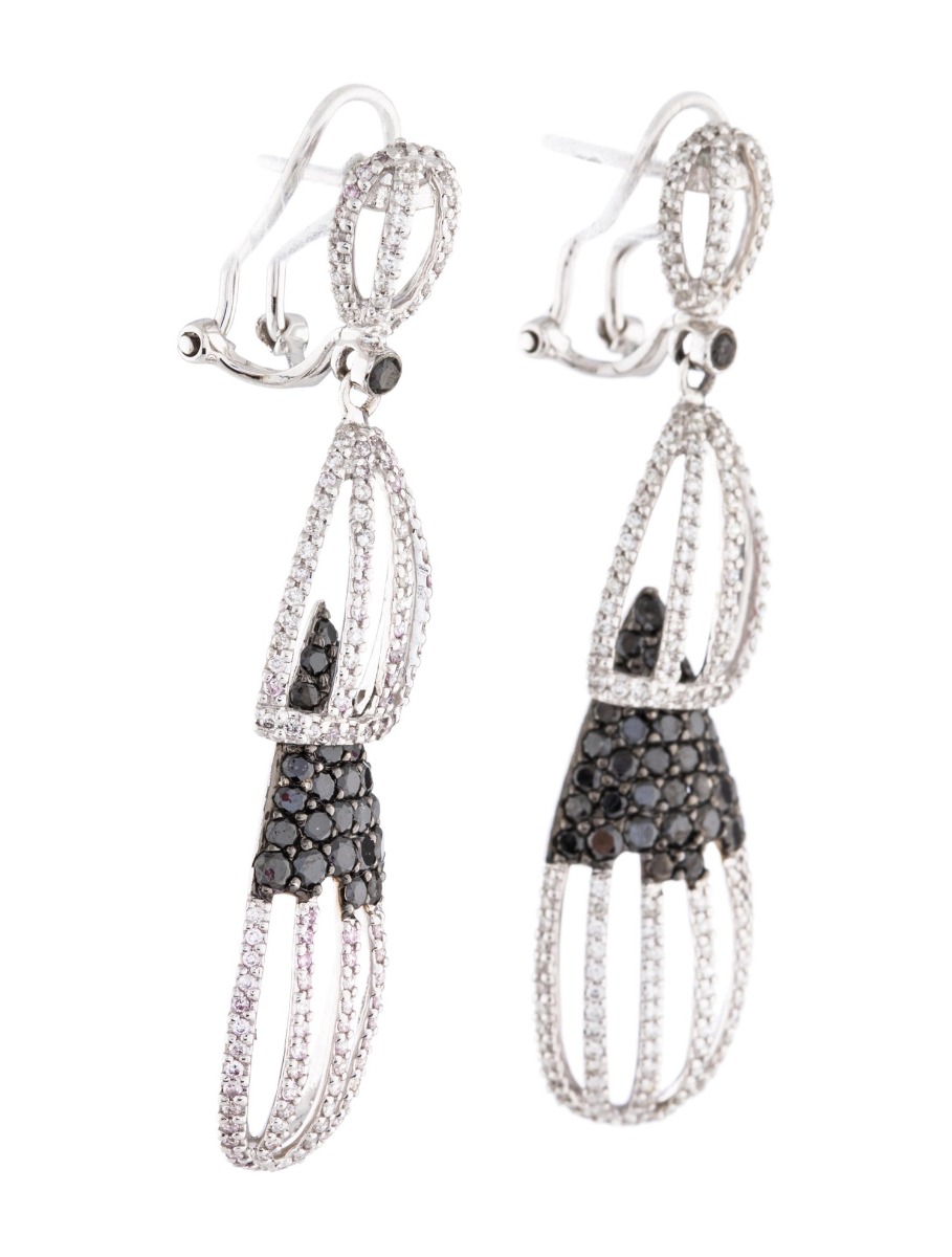 1--14k Black and White Diamond Drop Earrings, 14k Black and White Diamond Drop Earrings