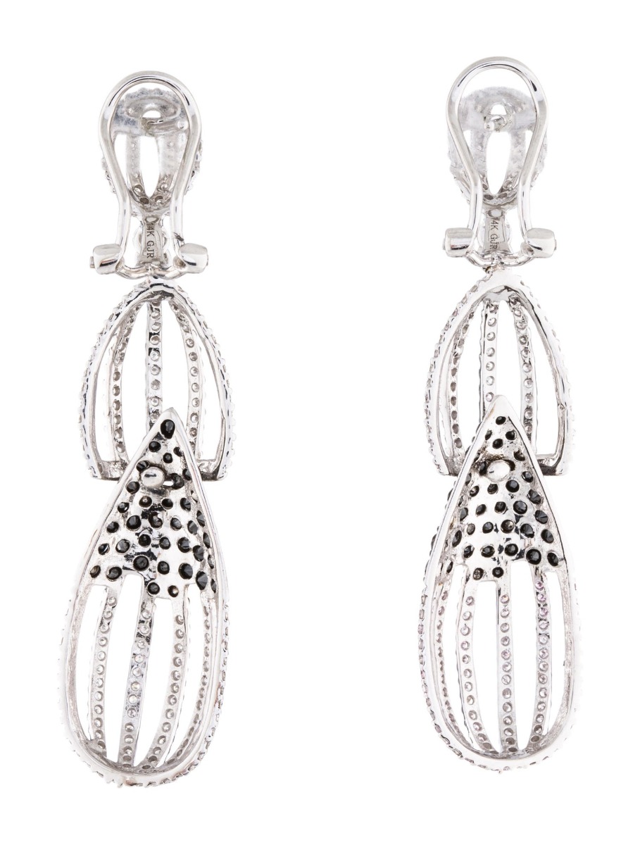 14k Black and White Diamond Drop Earrings