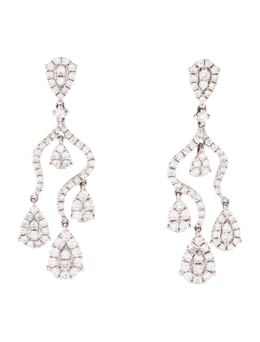 0--18k Gold 2.02ctw Diamond Drop Earrings, 18k Gold 2.02ctw Diamond Drop Earrings