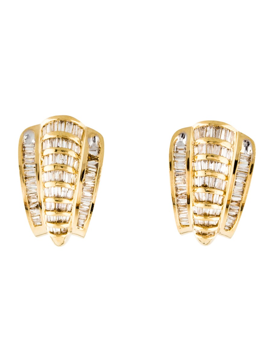 0--14K Yellow Gold 2.28ctw Diamond Earclips, 14K Yellow Gold 2.28ctw Diamond Earclips