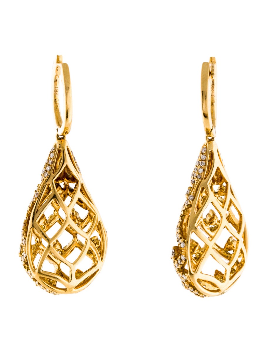 18K Yellow Gold 1.55ctw Diamond Drop Earrings