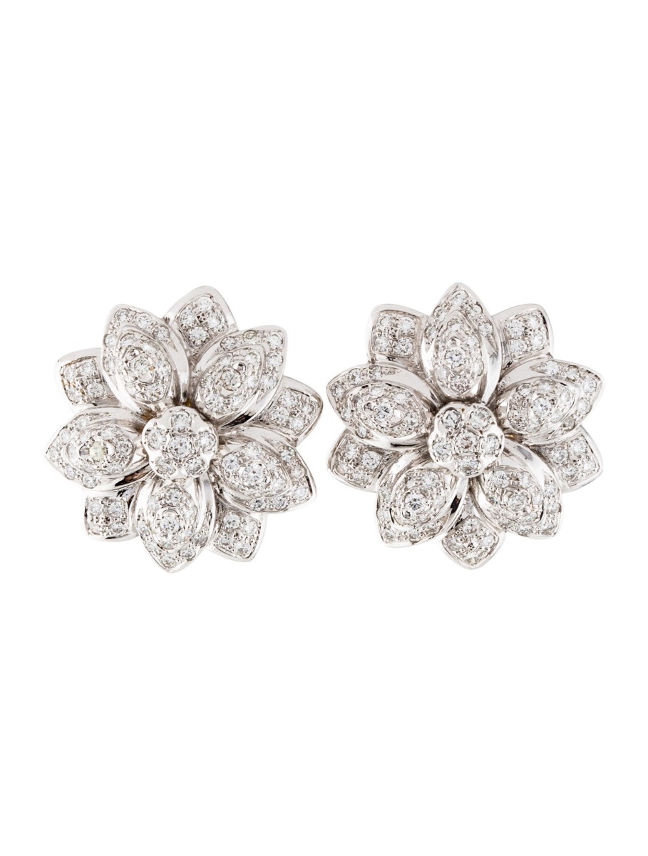 0--18k 2.80ctw Diamond Flower Earrings, 18k 2.80ctw Diamond Flower Earrings