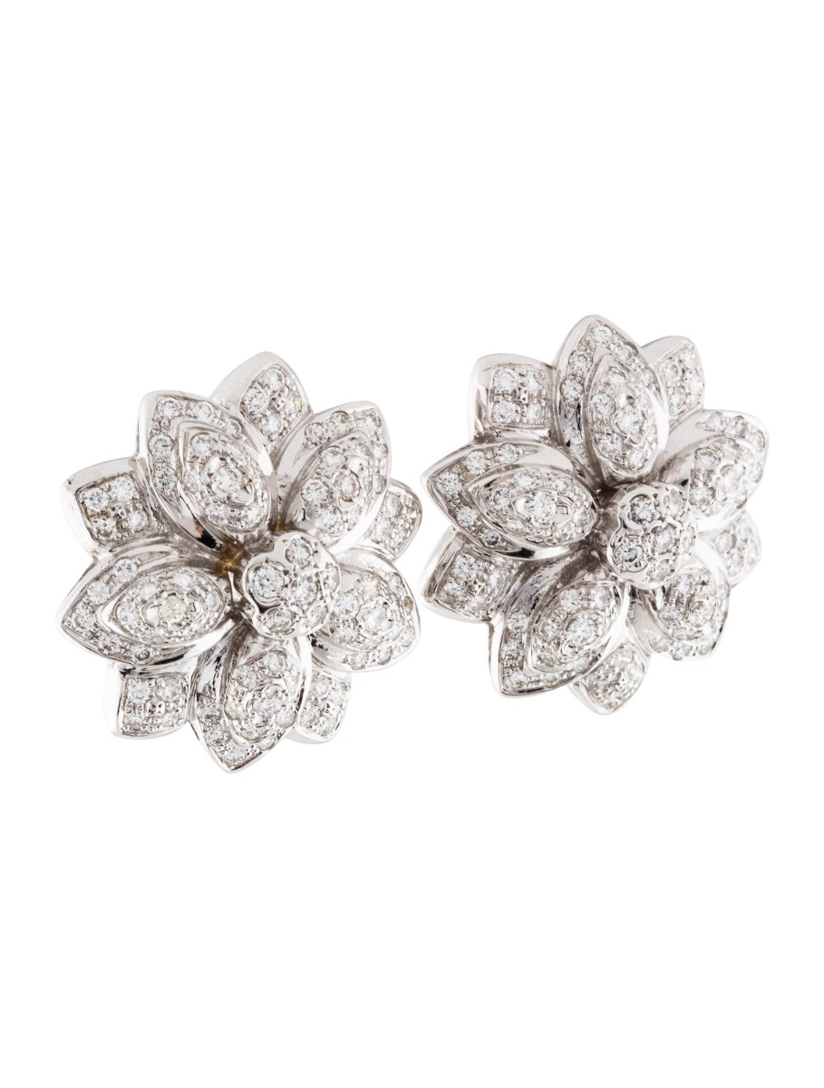 1--18k 2.80ctw Diamond Flower Earrings, 18k 2.80ctw Diamond Flower Earrings