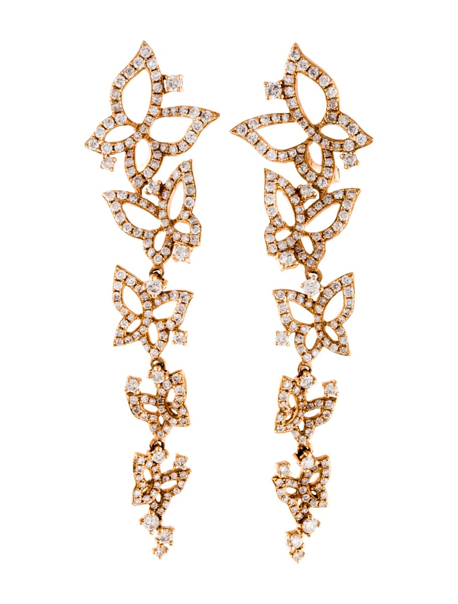 0--18k Gold 2.45ctw Diamond Chandelier Butterfly Earrings, 18k Gold 2.45ctw Diamond Chandelier Butterfly Earrings