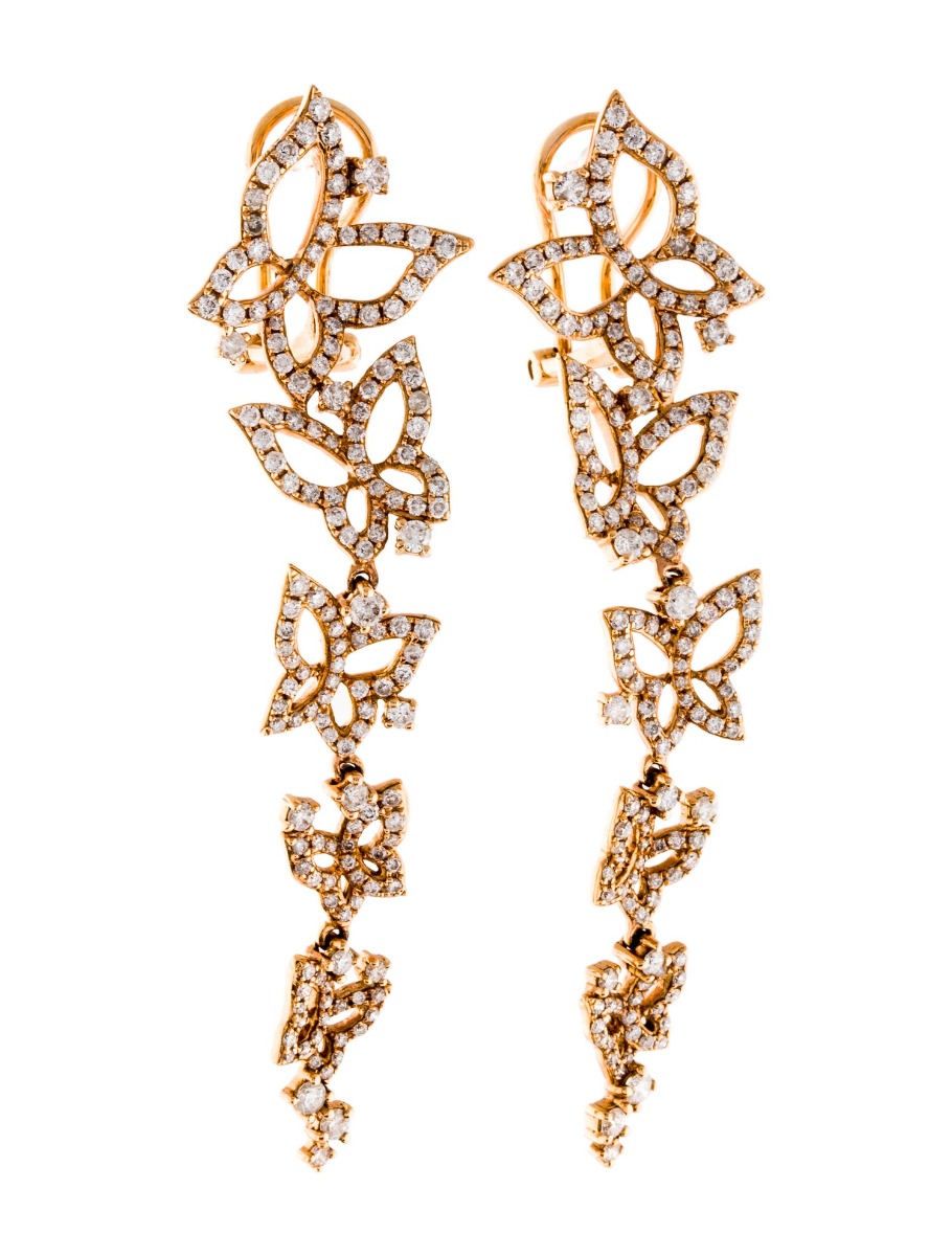 1--18k Gold 2.45ctw Diamond Chandelier Butterfly Earrings, 18k Gold 2.45ctw Diamond Chandelier Butterfly Earrings