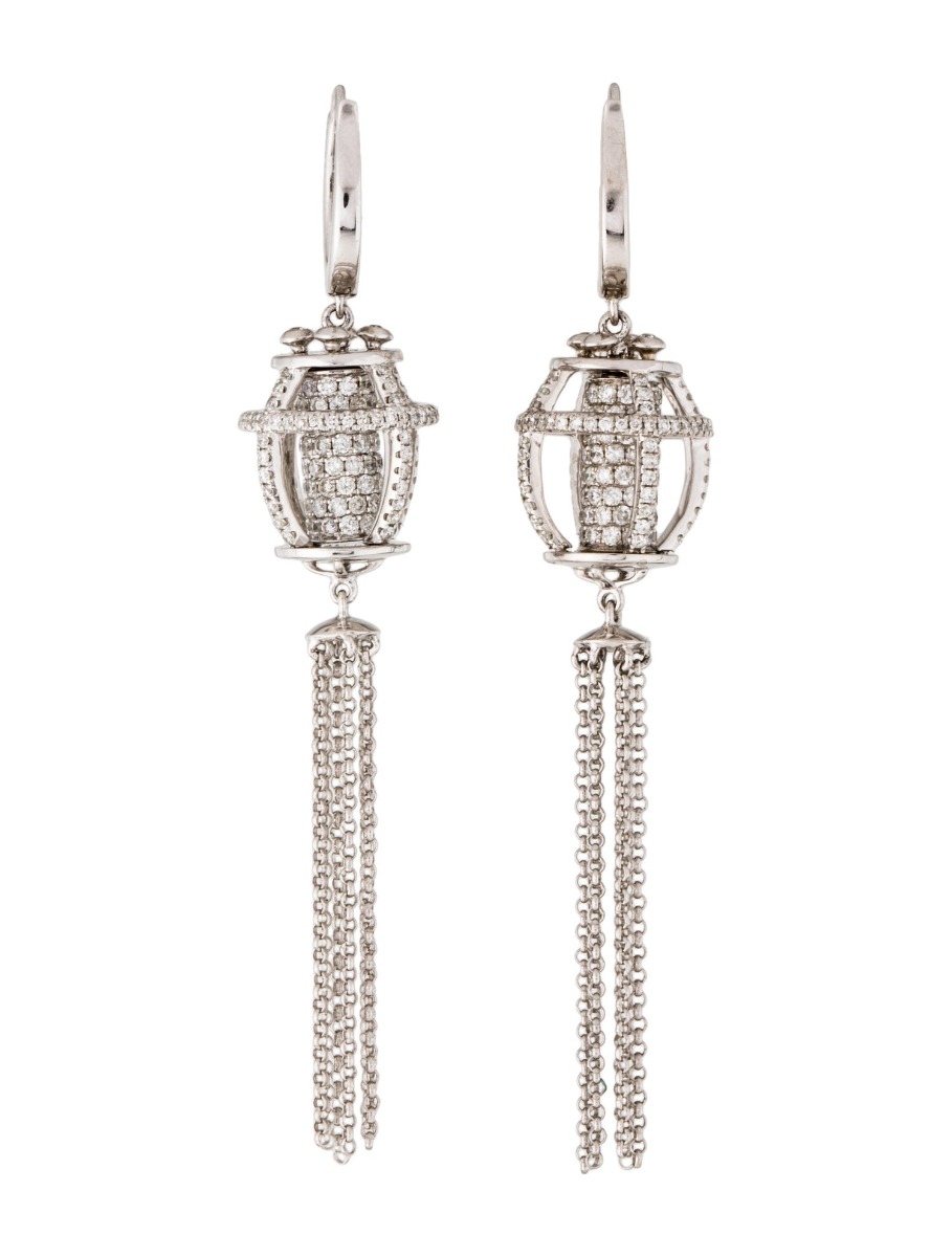 18K White Gold 2.03ctw Diamond Tassel Earrings