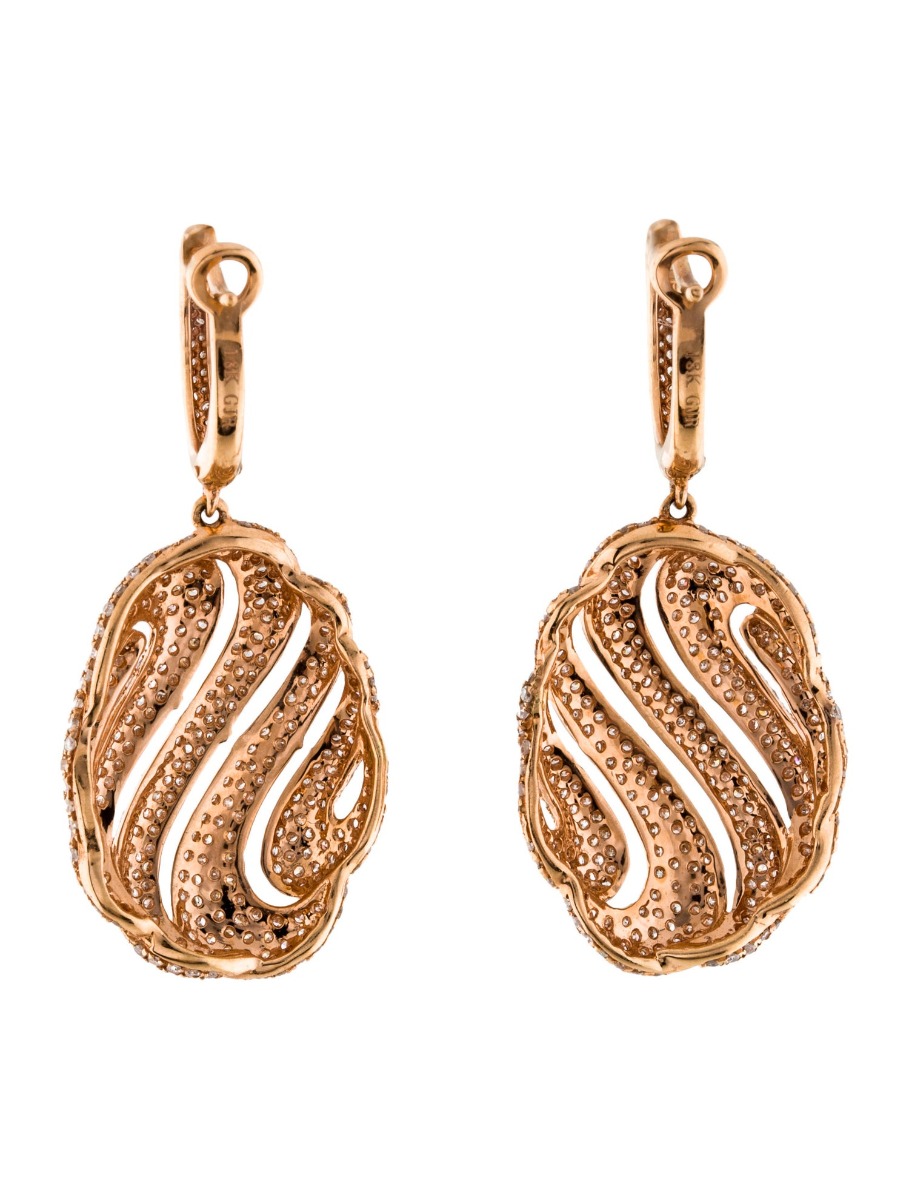 18k Rose Gold 3.10ctw Diamond Drop Earrings