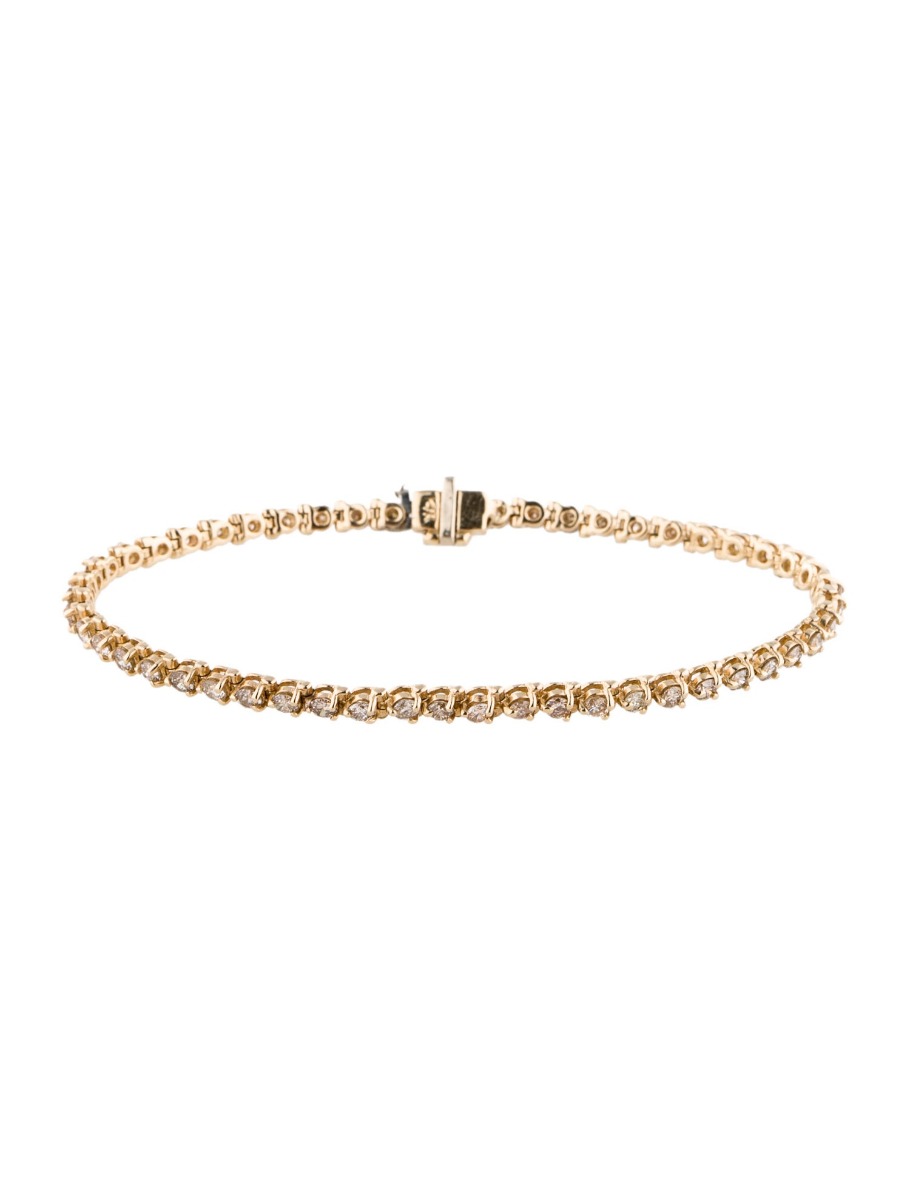 0--14K Yellow Gold Diamond Tennis Bracelet, 14K Yellow Gold Diamond Tennis Bracelet