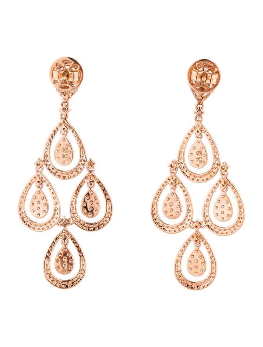 18k Rose Gold 3.09ctw Diamond Chandelier Earrings