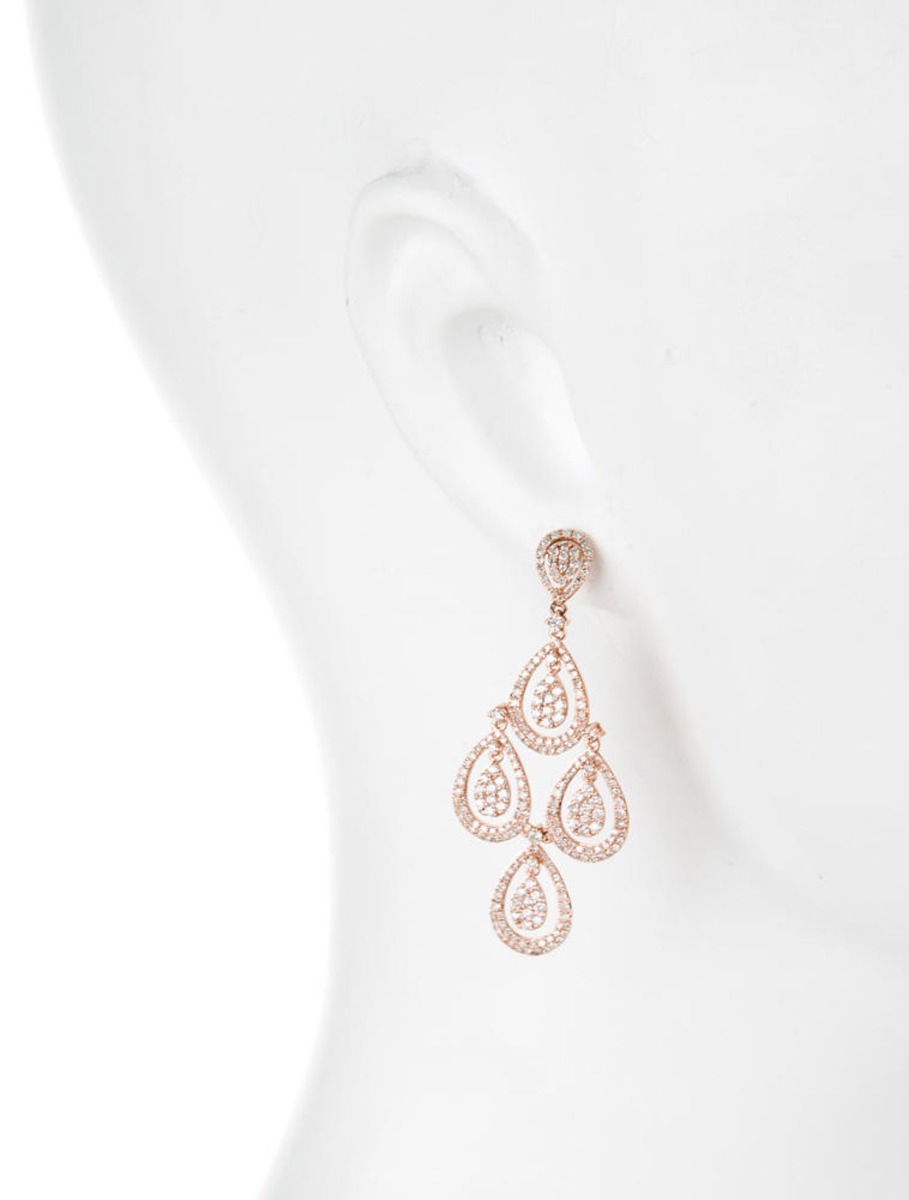 18k Rose Gold 3.09ctw Diamond Chandelier Earrings