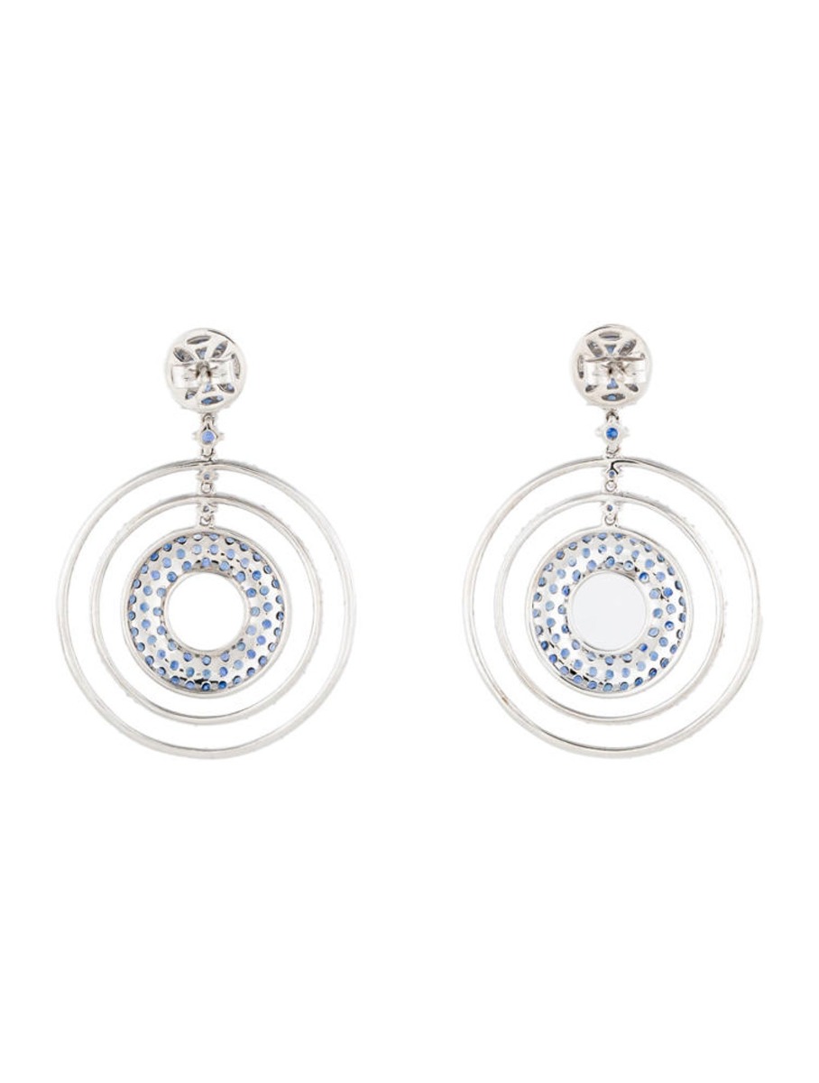 18k White Gold 3.52ctw Sapphire and Diamond Earrings