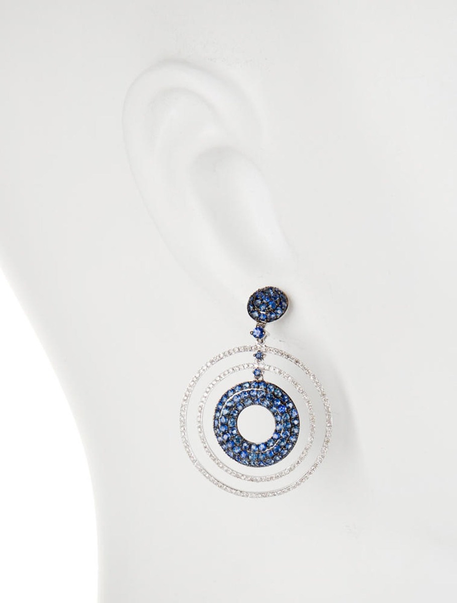 18k White Gold 3.52ctw Sapphire and Diamond Earrings