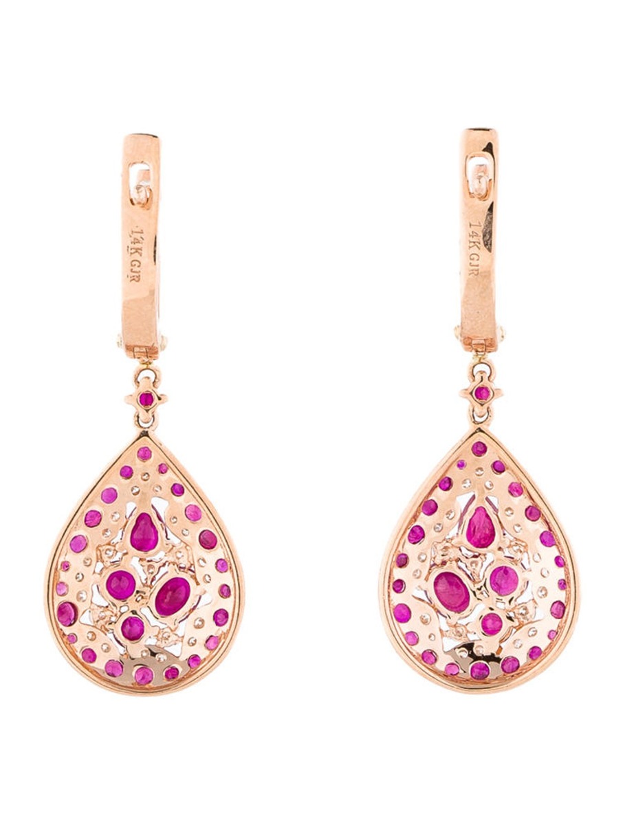 14k Rose Gold 2.72ctw Ruby and Diamond Earrings