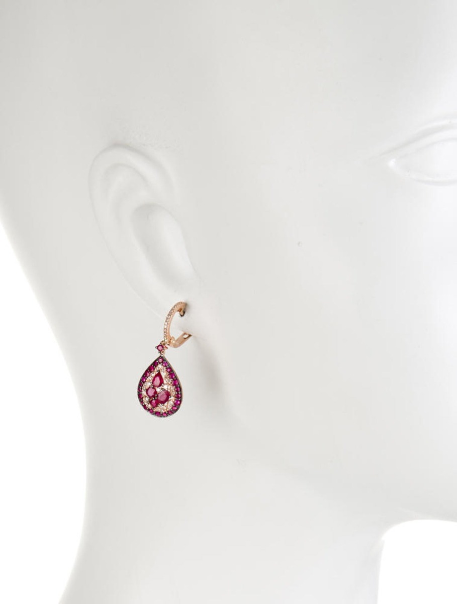 14k Rose Gold 2.72ctw Ruby and Diamond Earrings