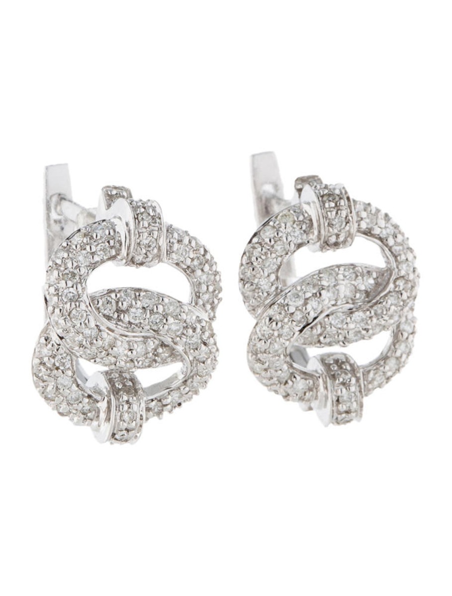 1--14k White Gold Interlocking Diamond Earrings, 14k White Gold Interlocking Diamond Earrings