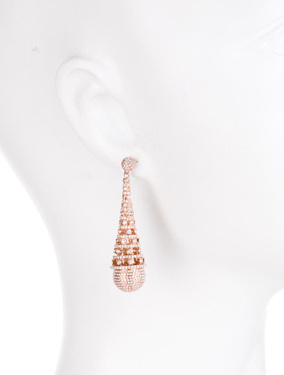 18k Rose Gold Tapered Drop Diamond Earrings