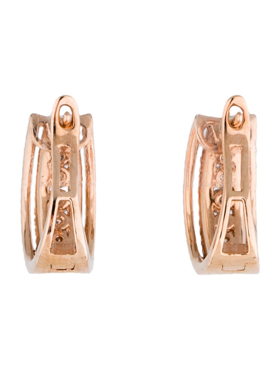 18k Rose Gold Diamond Huggie Earrings