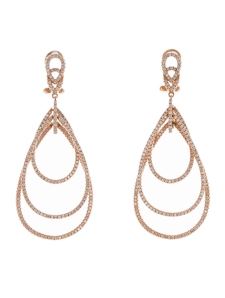 0--18k Rose Gold Multi-Layer Diamond Earrings, 18k Rose Gold Multi-Layer Diamond Earrings