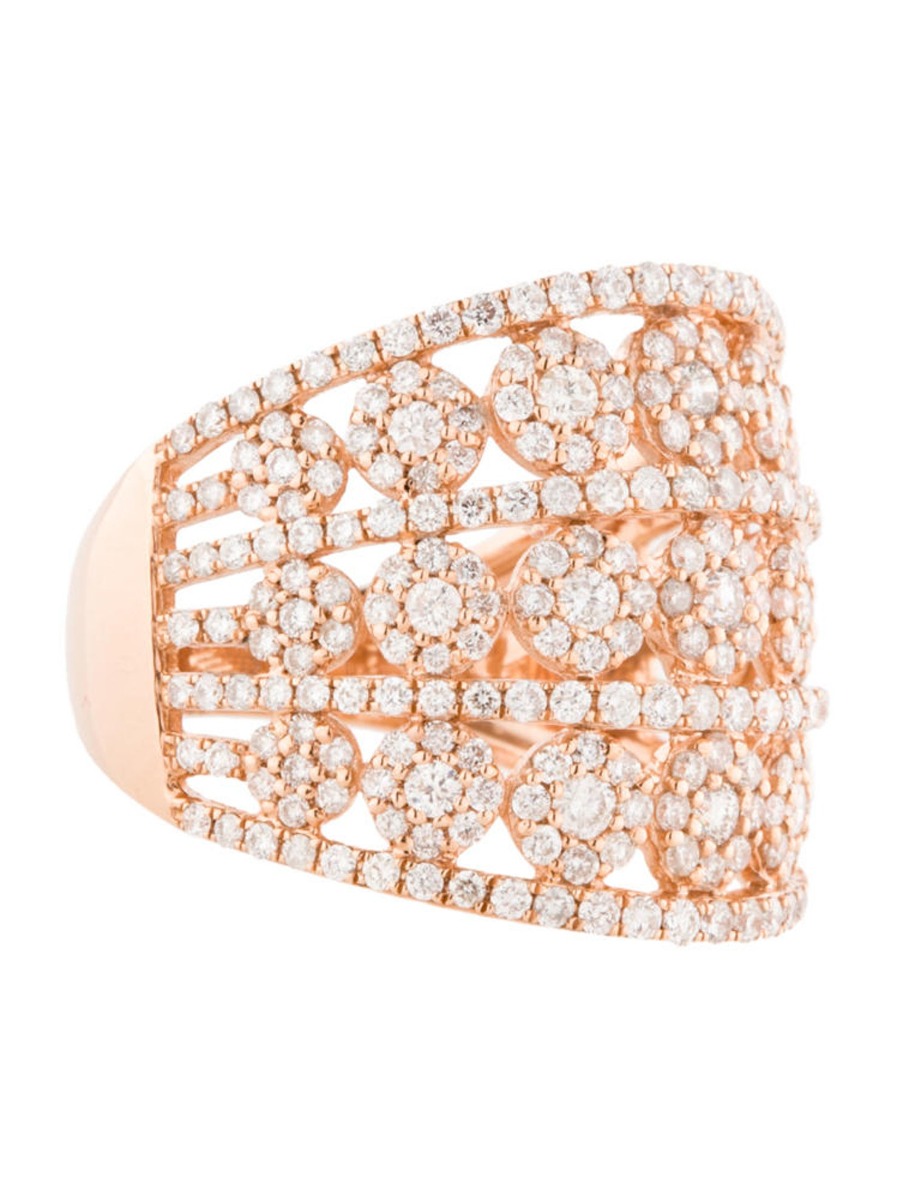 0--14k Rose Gold Diamond Flower Cluster Ring 1.70ctw, 14k Rose Gold Diamond Flower Cluster Ring 1.70ctw