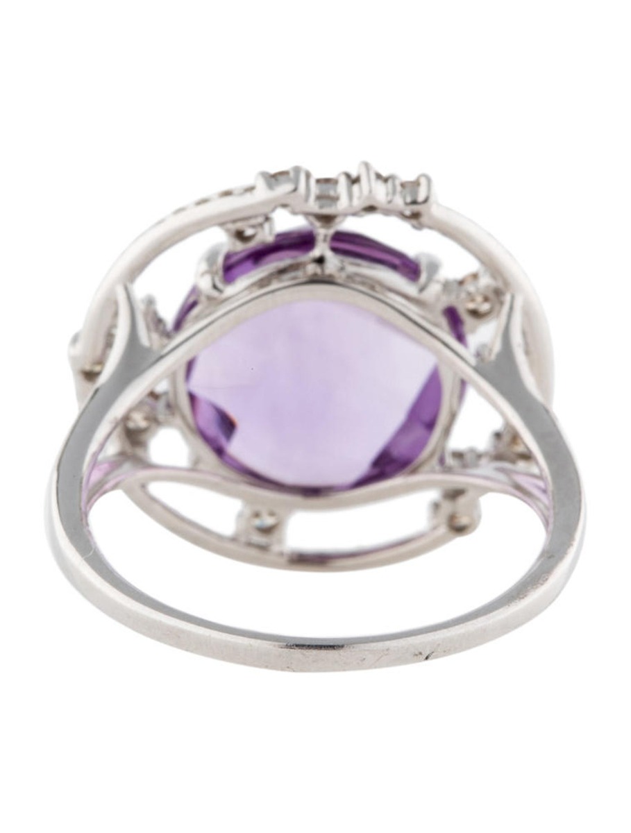 14k White Gold 5.09ctw Amethyst and Diamond Ring