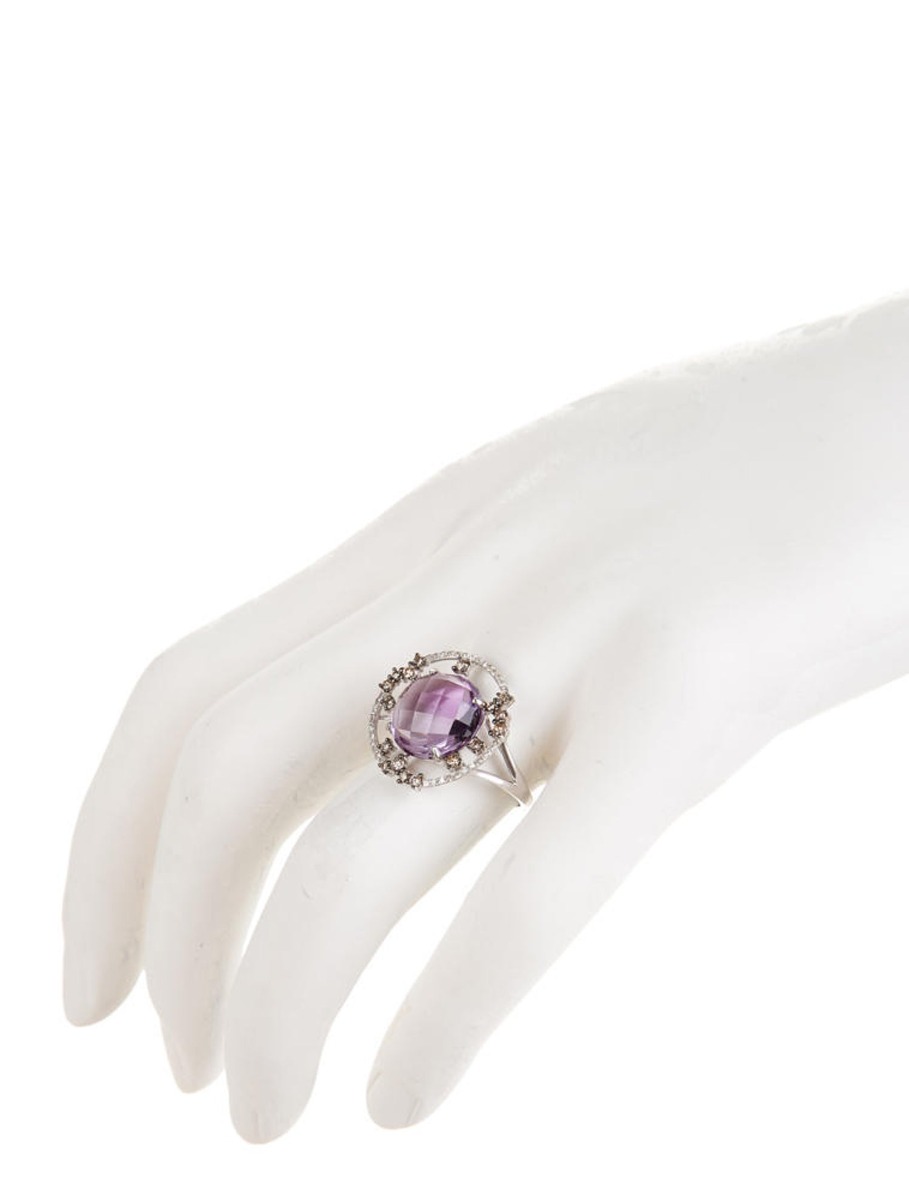 14k White Gold 5.09ctw Amethyst and Diamond Ring